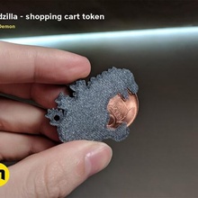 godzilla carrinho de compras token moedas crachás 3d print model - Mito3D