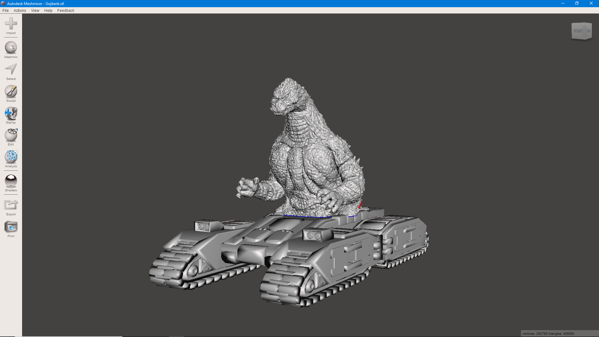 gojitank godzilla kaiju figure 3D print model - Mito3D