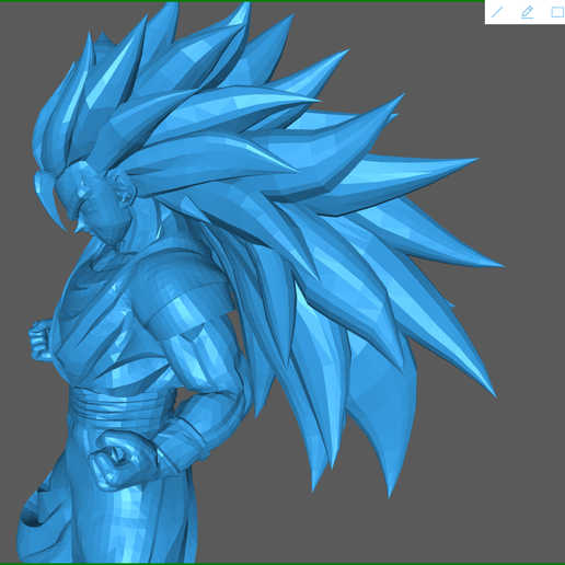 Goku ss3 Alto poli ssj3 Dragão bola filho dele super sayan Sayajin ss ssj detalhe dbz 3D print model - Mito3D