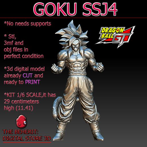 Goku ssj4 Drago palla gt arte anime zbrush digital3d print3d printing3d ender3 3D print model - Mito3D