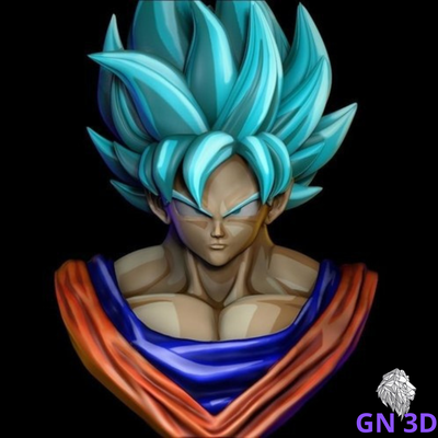 goku ssj azul busto anime juego juguete arte juegos 3d print model - Mito3D