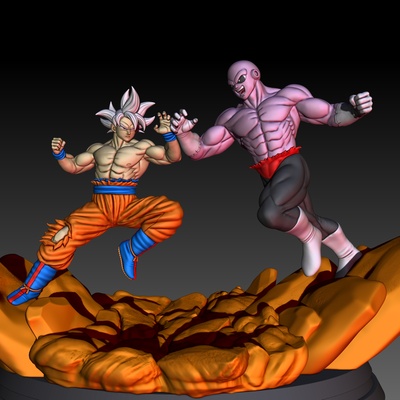 goku vs jiren dragon balle ventilateur art végéta broly anime super sayayin ultra instinct 3d print model - Mito3D