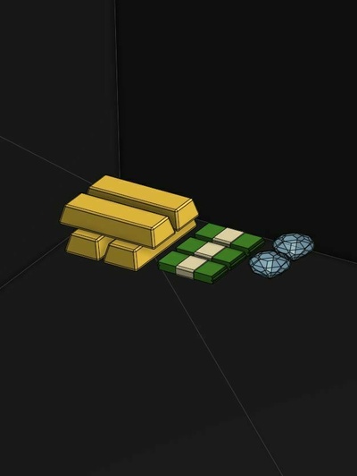 oro bar diamante denaro contante pila dollaro puntello 3d print model - Mito3D