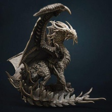 gold dragon action art 3d print model - Mito3D