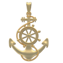 gold nautical marine anchor pendant necklace 3d model jewelry printable jewellery fashion silver luxury buckle sailing ring dring modern band stackable vintage beauty pirates 3d print model - Mito3D