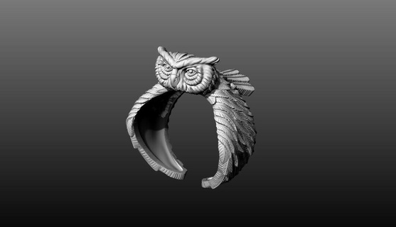 gold owl ring 3d bird animal jewel decoration animals nature art jewelry mistery statue decor house jewellry rings 3d print model - Mito3D