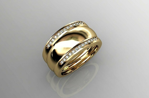 gold ring diamonds Jewelry from 3d print model - Mito3D