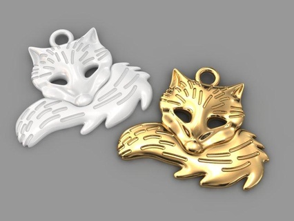 golden 3d fox pendant animal orange printable 3dprint jewel jewelry design gem gold silver gift stylish pet nature free 3d print model - Mito3D