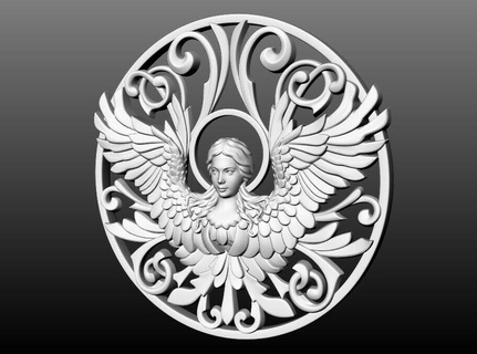 d'or ange médaillon pendentif bijoux art aile or ailes sculptures fantaisie chérubin religion catholique personnage pendentifs 3d print model - Mito3D