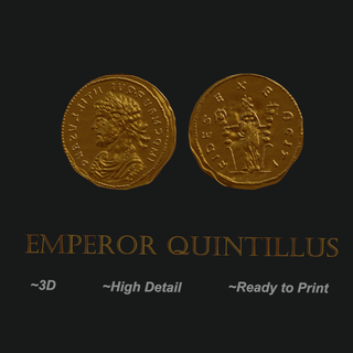 golden Aureus Münze Kaiser Quintil Kunst Münzen Numesmatik uralt Rom griechisch druckbar 3d print model - Mito3D