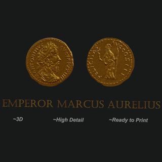 golden Aureus Münze römisch Kaiser Marcus Aurelius 3d Kunst Münzen Numesmatik uralt Rom griechisch druckbar 3d print model - Mito3D