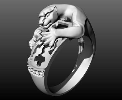 golden panther ring 3d jewelry tiger animal cat lion gold puma rings animals wild africa zoo leopard silver nature pantera feline 3d print model - Mito3D