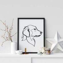 altın av köpeği Sanat köpek az duvar Sanatı Tek çizgi 2d hayvan 3d print model - Mito3D