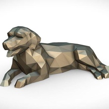 golden Retriever Lügen Kunst Hund drucken Lowpoly 3dprint Tier Miniaturen Skulptur Statue Spielzeug 3d print model - Mito3D