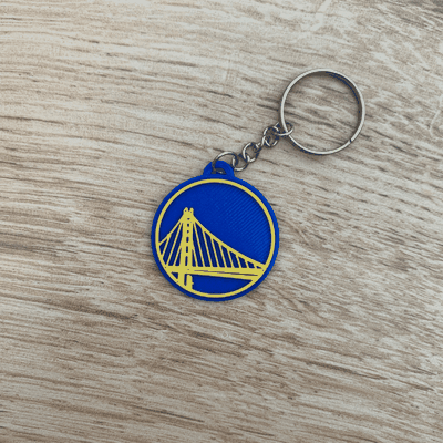 golden state warriors keychain pendant i logo gsw nba basketball usa san francisco california shield 3d print model - Mito3D