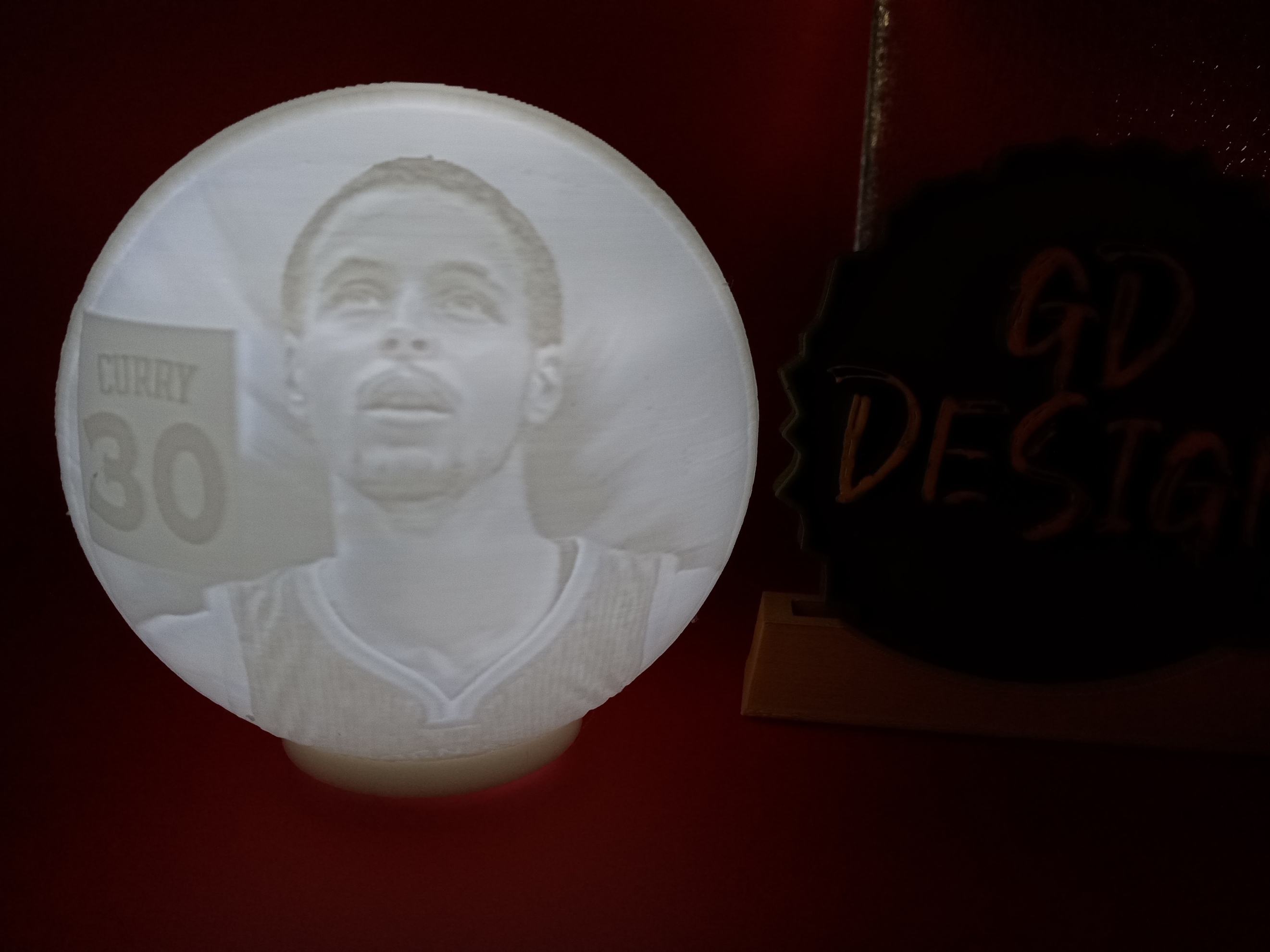 dourado guerreiros Stephen Curry basquetebol Chá leve lendo luz festa nba cor homem caverna arte crianças noturna 3D print model - Mito3D