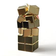 golden steel pendant crazy cubes mini edition jewelry elegant modern 3d print model - Mito3D