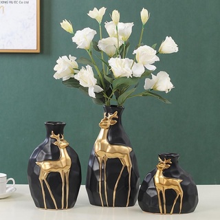 d'oro vasi cervo dimensionale alce ceramica vaso creativo modellazione essiccato fiori fiore preparativi Accessori casa decorazione fulvo 3d print model - Mito3D