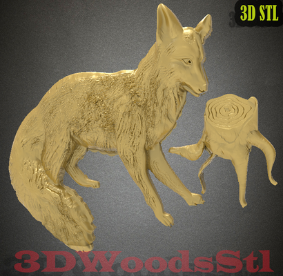 golden wolf stl 3d model relief wall decor cnc router engraver artcam aspire files art woodworking digital resin filament wood carving carve maker file 3d print model - Mito3D