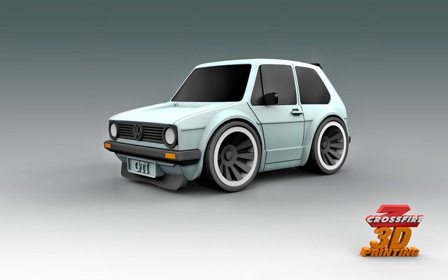 golf gti mk1 cómic estilo juego vw volkswagen coche vehiculo 3d print model - Mito3D