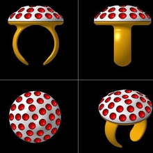 golf-Pilz-ring Schmuck Jubiläum Geburtstag Geschenk Farbe dekorieren Sie Silber gold Juwel Pilz golf Bälle ohne ring 3d print model - Mito3D