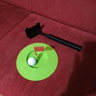 golf putter practice hole ball gadget collapsible collapsable minigolf office green sword club playable 3d print model - Mito3D