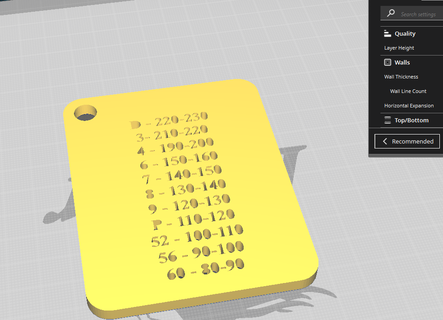 golf yardage card tool diy 3d print model - Mito3D