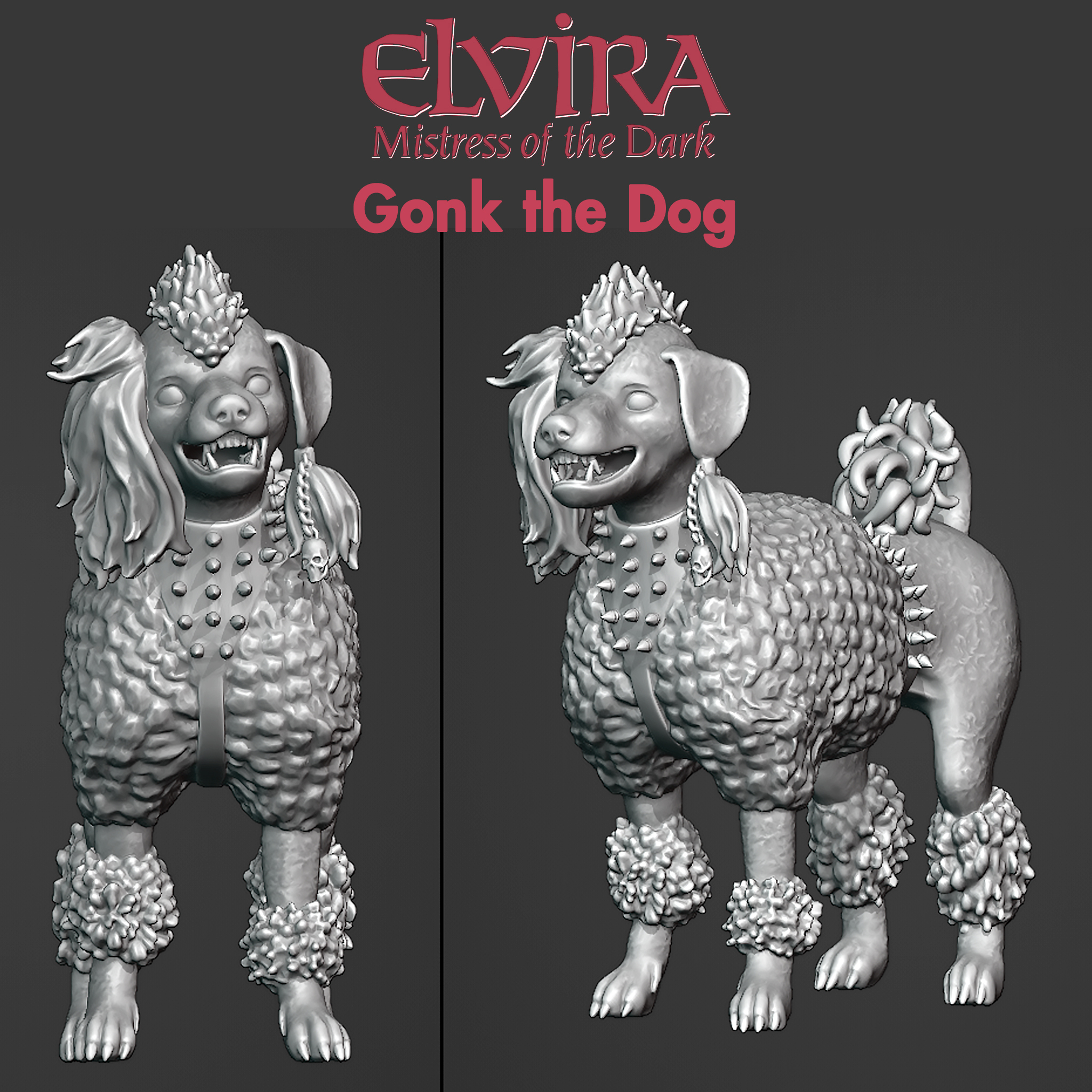 gonk perro elvira amante oscuro elvira amante mal gonk monstruo alto escuela secundaria monstruos esqueleto figura perro película culto clásico bruja perro 3D print model - Mito3D