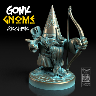 gonk gnome archer bow tabletop game miniature dnd mini 28mm zandoria 3d print model - Mito3D