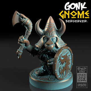 gonk gnome berserker barbarian mini miniature tabletop dnd 28mm zandoria 3d print model - Mito3D