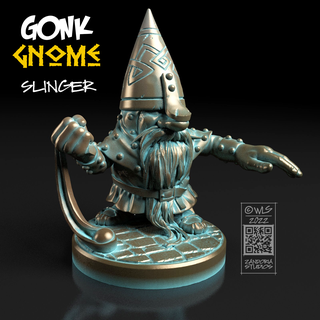 gonk gnomo fromboliere fionda mini miniatura dnd tavolo 28mm zandoria 3d print model - Mito3D