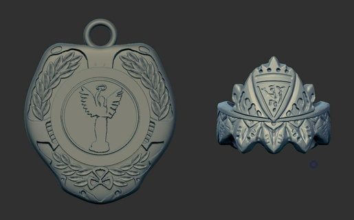 presságios aziraphale anel anjo fob medalhão cosplay Crowley acessório demônio real Tamanho 3d print model - Mito3D