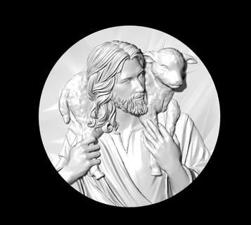 good shepherd medal compassion guidance divine care faith spirituality protection love religious symbol 3d print model - Mito3D