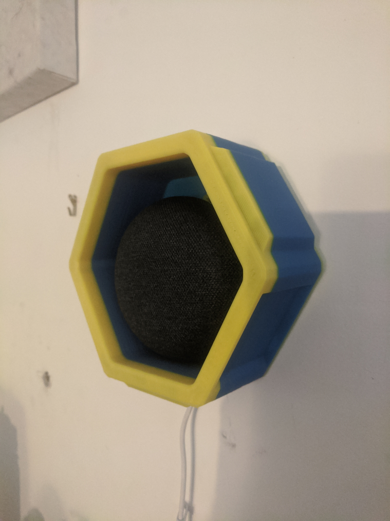 Google ev mini altıgen raf halkı 3D print model - Mito3D