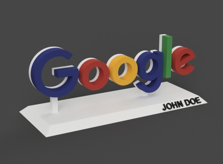 google logo stand john doe name tag nameplate office 3d print model - Mito3D