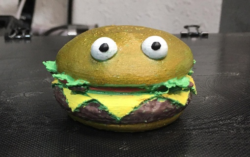 googly eyed cheeseburger Bacon hamburger 3d print model - Mito3D