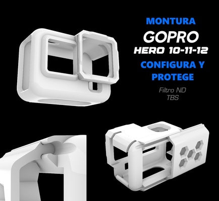 gopro 12 fpv montar posterior pantalla proteger filtro cucharadas 11 zumbido gopro12 gopro10 gopro11 leva cámara acción dronefpv universal 3d print model - Mito3D