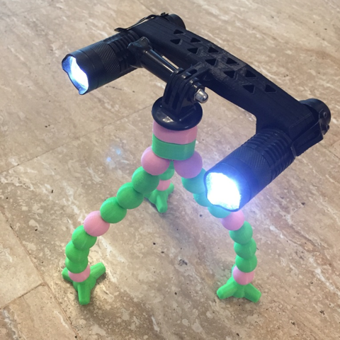 gopro montage lampe de travail à led cree q5 gadget 3D print model - Mito3D