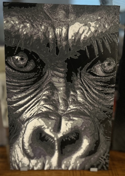gorealla gorille so lithophane filament peinture 2to3d 2d art impressionnant animal mur primate sauvage unique original 3d print model - Mito3D