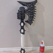 gorechild skull axe scale prop art warhammer khorne eaters larp cosplay costplay weapon 3d print model - Mito3D