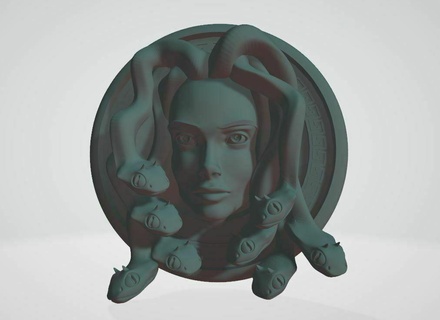 górgona medalhão modelado cara delevingne recursos medusa charme foca parede montado sorte 3d print model - Mito3D
