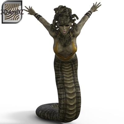 górgona nina ataque arte serpente medusa 3d print model - Mito3D