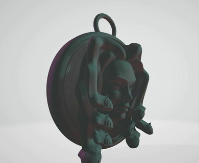 gorgone pendentif modélisé cara delevingne fonctionnalités méduse charme joint mur monté chance 3d print model - Mito3D
