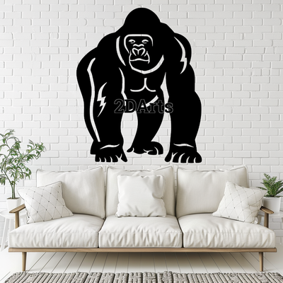 gorilla 2d wall art window - digital stl & svg file art wildlife decor 3d printing laser cutting home cults3d download animal modern bold statement industrial contemporary birthday gift anniversary holiday unique artistic diy project 3d print model - Mito3D