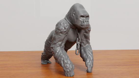 Gorilla 3d drucken Modell Affe Kingkong Zoo wild Tier zbrush Bildhauerei druckbar Säugetier Tiere Amoklauf Schimpanse Zahl Dschungel kong Natur realistisch 3d print model - Mito3D