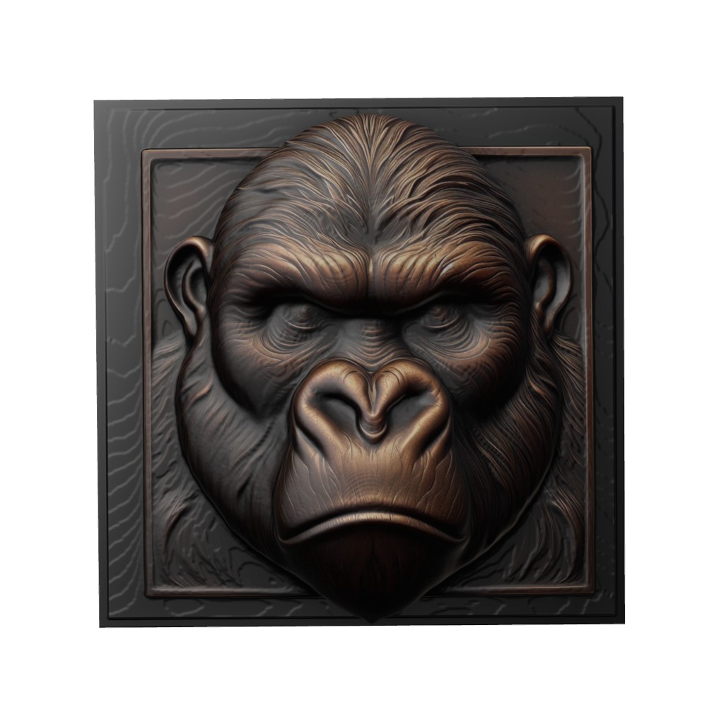 goril hayvan rahatlama sanat hayvanlar yeggi mito3d büst google kolye madalyon animal relief wall art duvar 3D print model - Mito3D