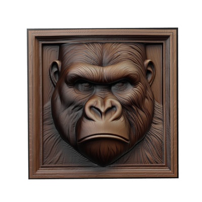 goril hayvan rahatlama sanat hayvanlar yeggi mito3d büst google kolye madalyon animal relief wall art duvar 3d print model - Mito3D