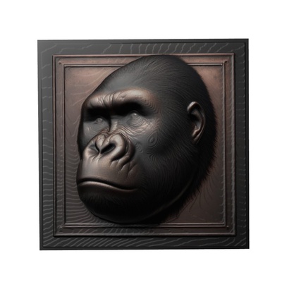 goril hayvan rahatlama sanat hayvanlar yeggi mito3d büst google kolye madalyon animal relief wall art duvar 3d print model - Mito3D