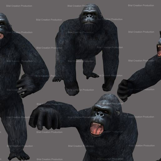 gorila animación 3D print model - Mito3D