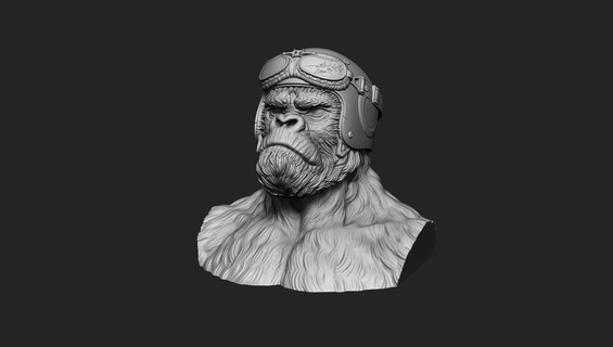 gorilla biker shoulders monkey art home ornament 3d 3d print model - Mito3D